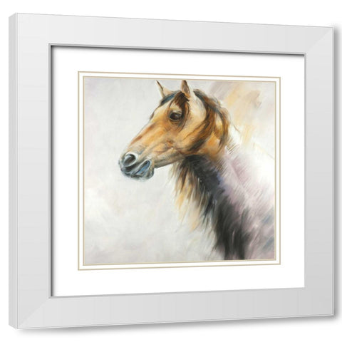 Horse Portrait White Modern Wood Framed Art Print with Double Matting by Atelier B Art Studio