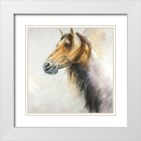 Horse Portrait White Modern Wood Framed Art Print with Double Matting by Atelier B Art Studio