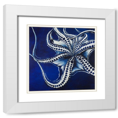 Octopus White Modern Wood Framed Art Print with Double Matting by Atelier B Art Studio