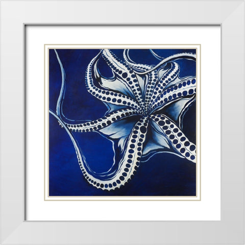 Octopus White Modern Wood Framed Art Print with Double Matting by Atelier B Art Studio