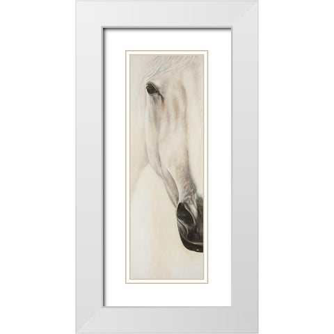 Half Portrait of a Peaceful Horse White Modern Wood Framed Art Print with Double Matting by Atelier B Art Studio