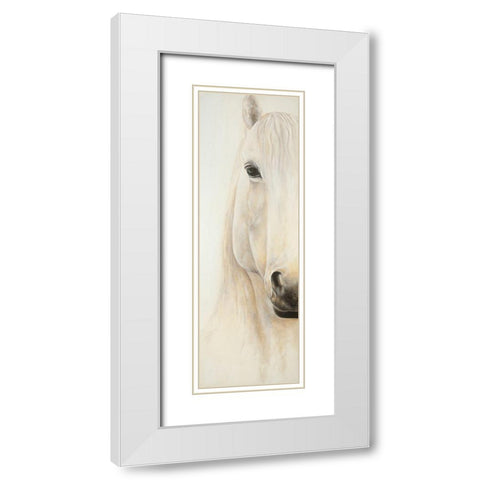Half Portrait of a Smiling Horse White Modern Wood Framed Art Print with Double Matting by Atelier B Art Studio