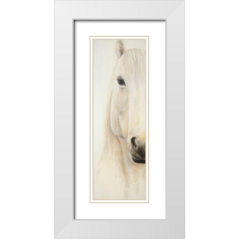 Half Portrait of a Smiling Horse White Modern Wood Framed Art Print with Double Matting by Atelier B Art Studio