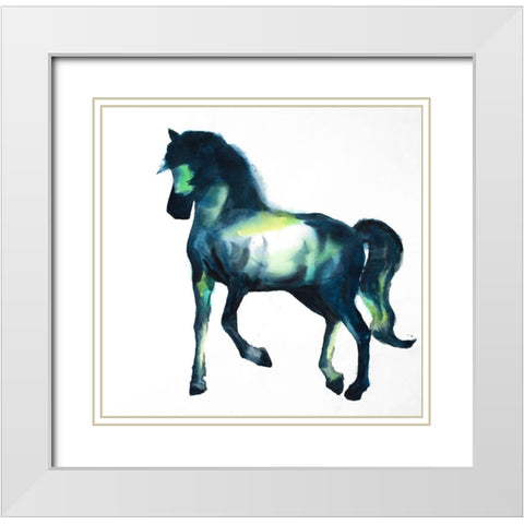 Calm Colorful Horse White Modern Wood Framed Art Print with Double Matting by Atelier B Art Studio