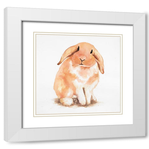 Fuzzy Lop Rabbit White Modern Wood Framed Art Print with Double Matting by Atelier B Art Studio