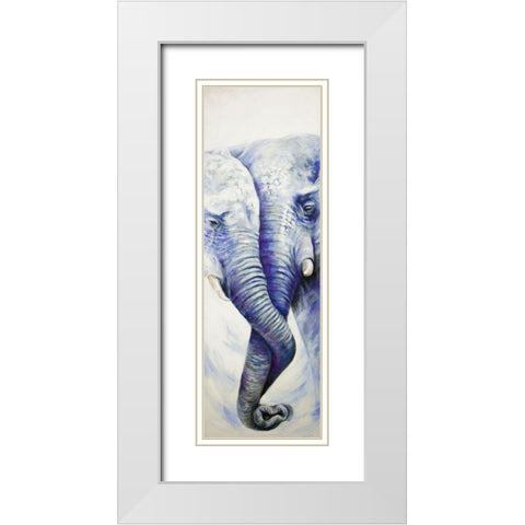 ELEPHANT COUPLE LOVING EACH OTHER White Modern Wood Framed Art Print with Double Matting by Atelier B Art Studio