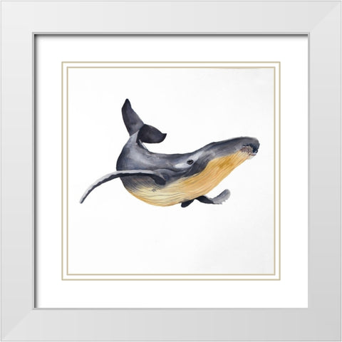 BLUE WHALE White Modern Wood Framed Art Print with Double Matting by Atelier B Art Studio
