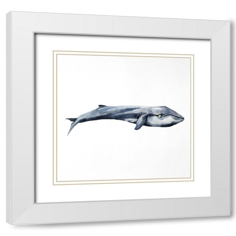 WATERCOLOR WHALE White Modern Wood Framed Art Print with Double Matting by Atelier B Art Studio
