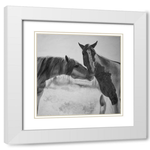 HORSES LOVER White Modern Wood Framed Art Print with Double Matting by Atelier B Art Studio