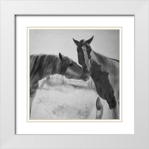 HORSES LOVER White Modern Wood Framed Art Print with Double Matting by Atelier B Art Studio