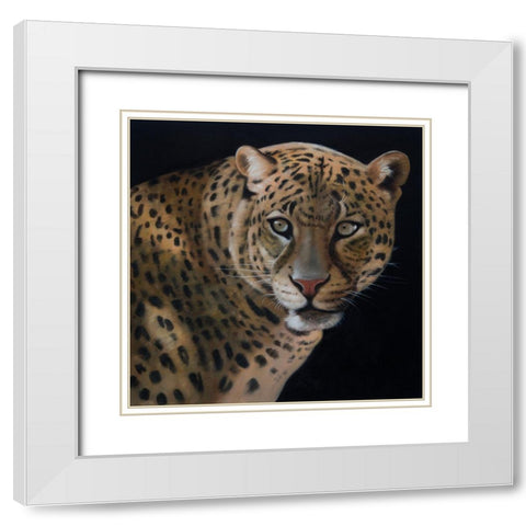 REALISTIC FIERCE LEOPARD White Modern Wood Framed Art Print with Double Matting by Atelier B Art Studio