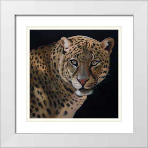 REALISTIC FIERCE LEOPARD White Modern Wood Framed Art Print with Double Matting by Atelier B Art Studio