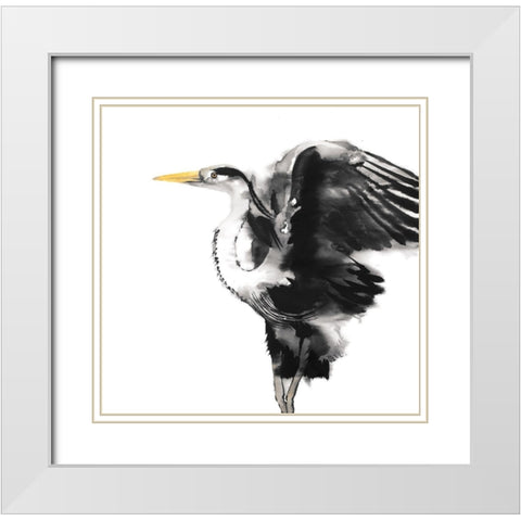 HERON White Modern Wood Framed Art Print with Double Matting by Atelier B Art Studio