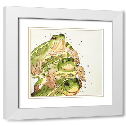 THREE AQUATIC TURTLES White Modern Wood Framed Art Print with Double Matting by Atelier B Art Studio