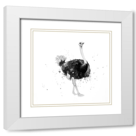 PROUD OSTRICH White Modern Wood Framed Art Print with Double Matting by Atelier B Art Studio