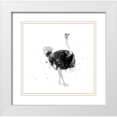 PROUD OSTRICH White Modern Wood Framed Art Print with Double Matting by Atelier B Art Studio
