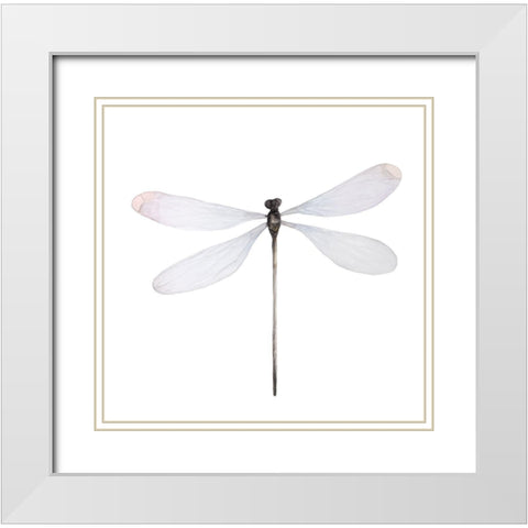 MINIMALIST DRAGONFLY White Modern Wood Framed Art Print with Double Matting by Atelier B Art Studio
