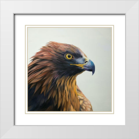 BROWN-HEADED EAGLE White Modern Wood Framed Art Print with Double Matting by Atelier B Art Studio