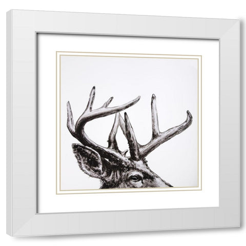 ROE DEER PLUME White Modern Wood Framed Art Print with Double Matting by Atelier B Art Studio