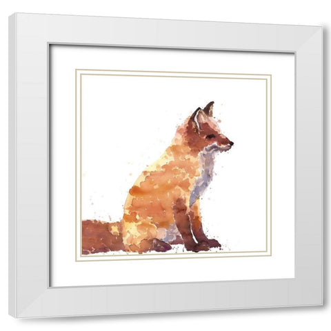 RED FOX White Modern Wood Framed Art Print with Double Matting by Atelier B Art Studio
