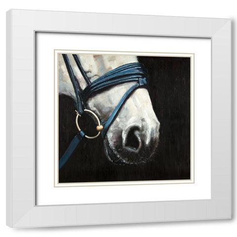 HORSE WITH HARNESS White Modern Wood Framed Art Print with Double Matting by Atelier B Art Studio