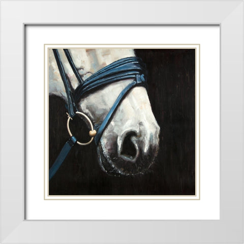HORSE WITH HARNESS White Modern Wood Framed Art Print with Double Matting by Atelier B Art Studio