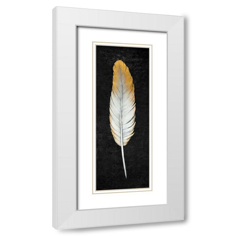 GOLDEN FEATHER White Modern Wood Framed Art Print with Double Matting by Atelier B Art Studio