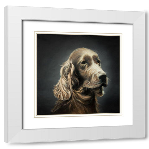 FIELD SPANIEL White Modern Wood Framed Art Print with Double Matting by Atelier B Art Studio