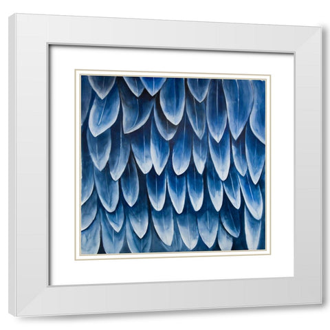 PLUMAGE BLUE White Modern Wood Framed Art Print with Double Matting by Atelier B Art Studio