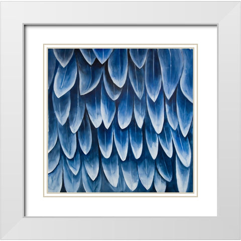 PLUMAGE BLUE White Modern Wood Framed Art Print with Double Matting by Atelier B Art Studio