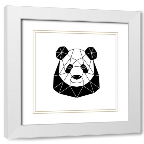 GEOMETRIC PANDA White Modern Wood Framed Art Print with Double Matting by Atelier B Art Studio