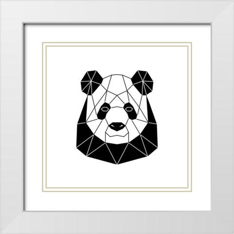 GEOMETRIC PANDA White Modern Wood Framed Art Print with Double Matting by Atelier B Art Studio