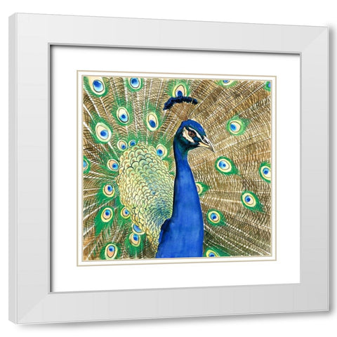PEACOCK White Modern Wood Framed Art Print with Double Matting by Atelier B Art Studio