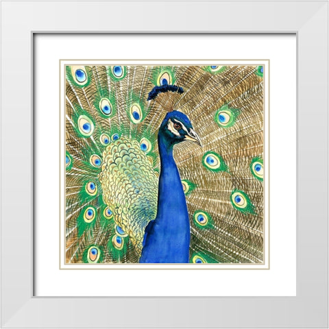 PEACOCK White Modern Wood Framed Art Print with Double Matting by Atelier B Art Studio
