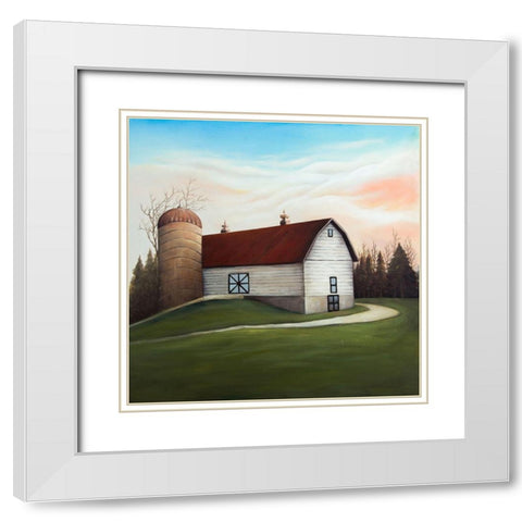 White barn view White Modern Wood Framed Art Print with Double Matting by Atelier B Art Studio