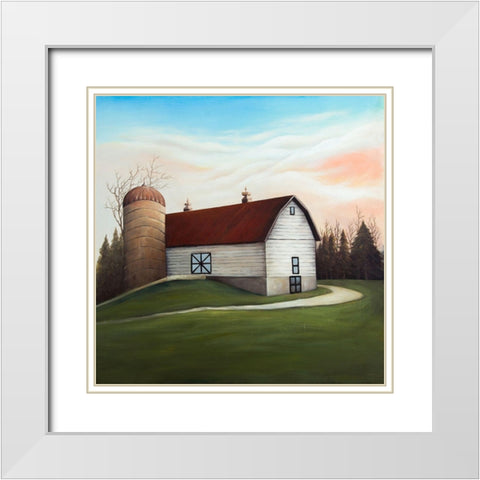 White barn view White Modern Wood Framed Art Print with Double Matting by Atelier B Art Studio