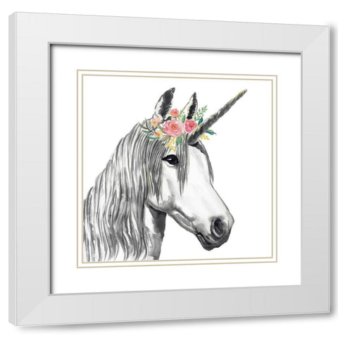 UNICORN White Modern Wood Framed Art Print with Double Matting by Atelier B Art Studio