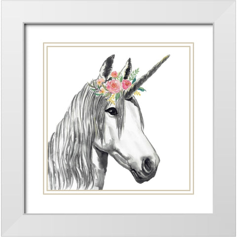 UNICORN White Modern Wood Framed Art Print with Double Matting by Atelier B Art Studio