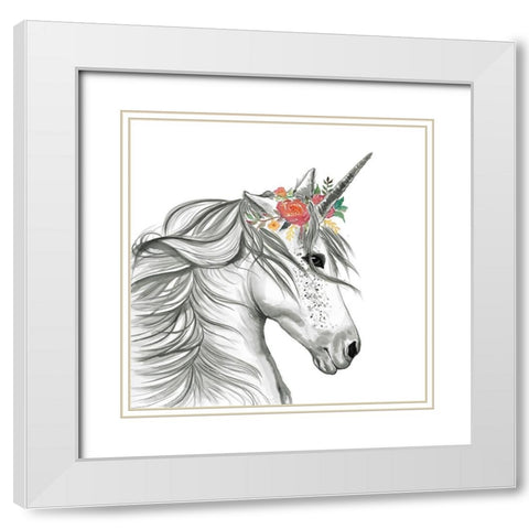 MAGIC UNICORN White Modern Wood Framed Art Print with Double Matting by Atelier B Art Studio
