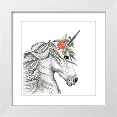 MAGIC UNICORN White Modern Wood Framed Art Print with Double Matting by Atelier B Art Studio