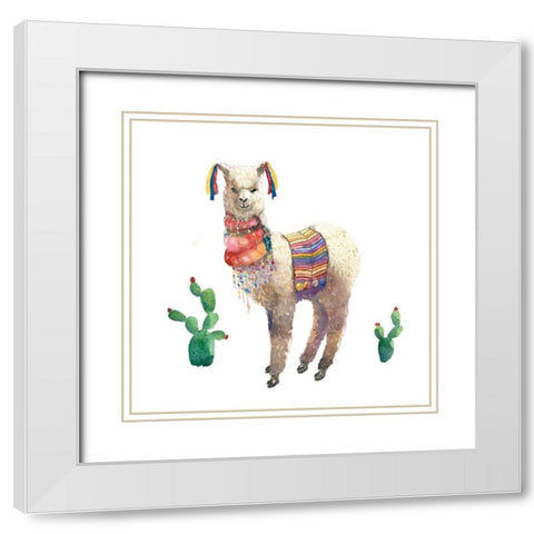 LAMA PARADE White Modern Wood Framed Art Print with Double Matting by Atelier B Art Studio