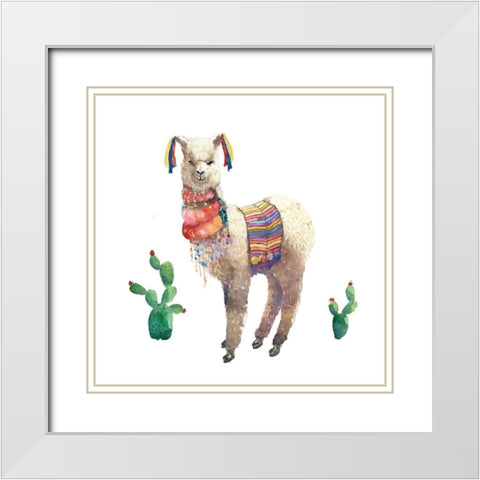 LAMA PARADE White Modern Wood Framed Art Print with Double Matting by Atelier B Art Studio