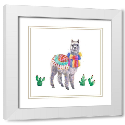 TRADITIONAL PERUVIAN LAMA White Modern Wood Framed Art Print with Double Matting by Atelier B Art Studio