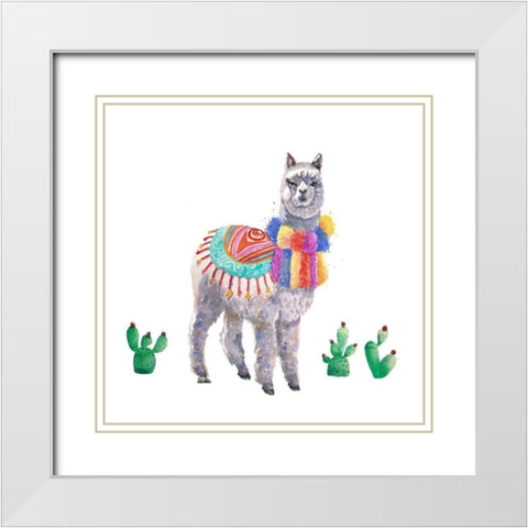 TRADITIONAL PERUVIAN LAMA White Modern Wood Framed Art Print with Double Matting by Atelier B Art Studio