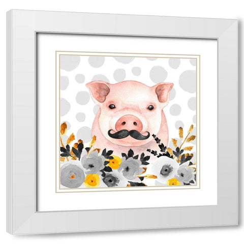 LITTLE DISGUISED PIG White Modern Wood Framed Art Print with Double Matting by Atelier B Art Studio