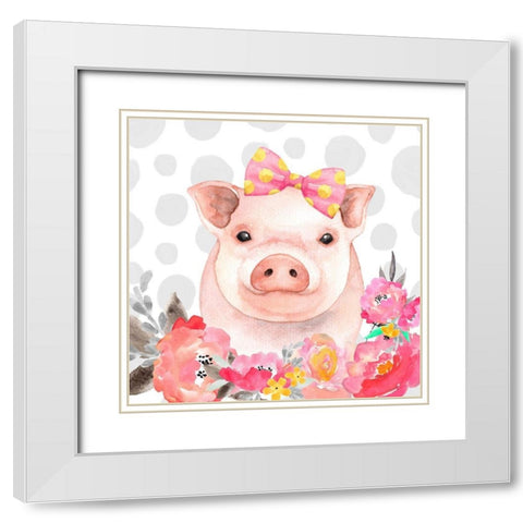 PRETTY PIG White Modern Wood Framed Art Print with Double Matting by Atelier B Art Studio