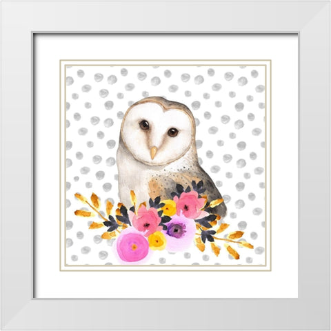 BEAUTIFUL OWL White Modern Wood Framed Art Print with Double Matting by Atelier B Art Studio