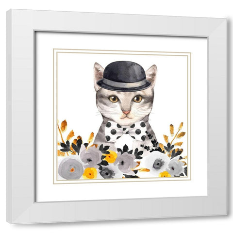 CHIC CAT White Modern Wood Framed Art Print with Double Matting by Atelier B Art Studio