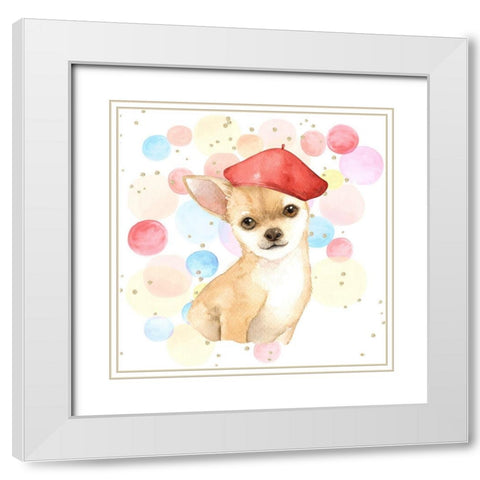 CHIHUAHUA DOG ARTIST White Modern Wood Framed Art Print with Double Matting by Atelier B Art Studio