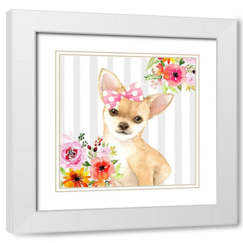 CHIHUAHUA DOG White Modern Wood Framed Art Print with Double Matting by Atelier B Art Studio